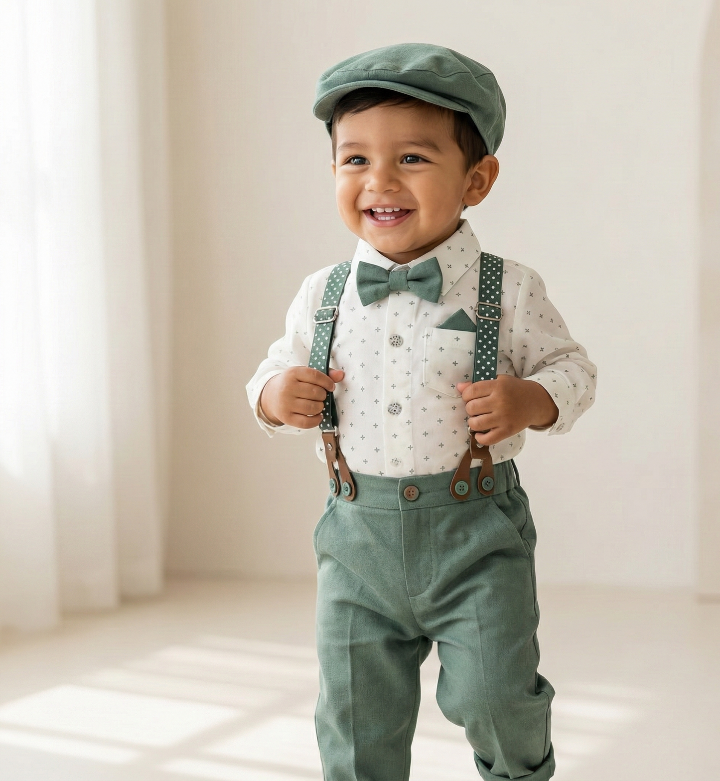 Conjunto tirantes verde pañalero