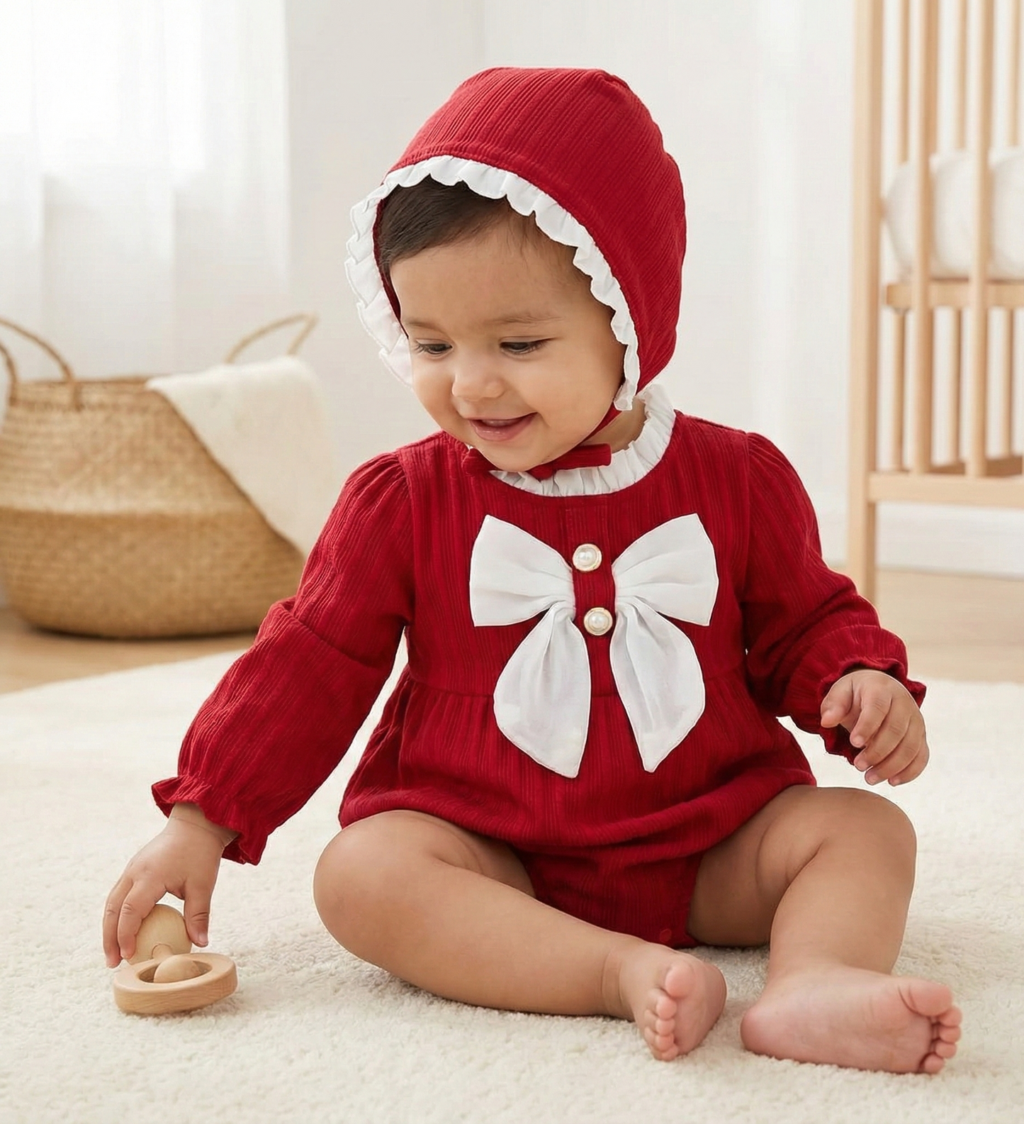 Pañalero rojo con gorrito